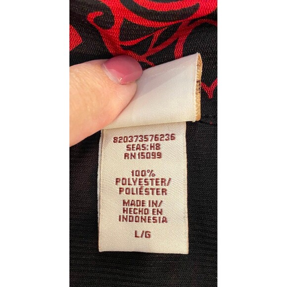 Covington Womens Blouse Size Large Red Black Embellished Neckline Dressy Flowy - Picture 11 of 11